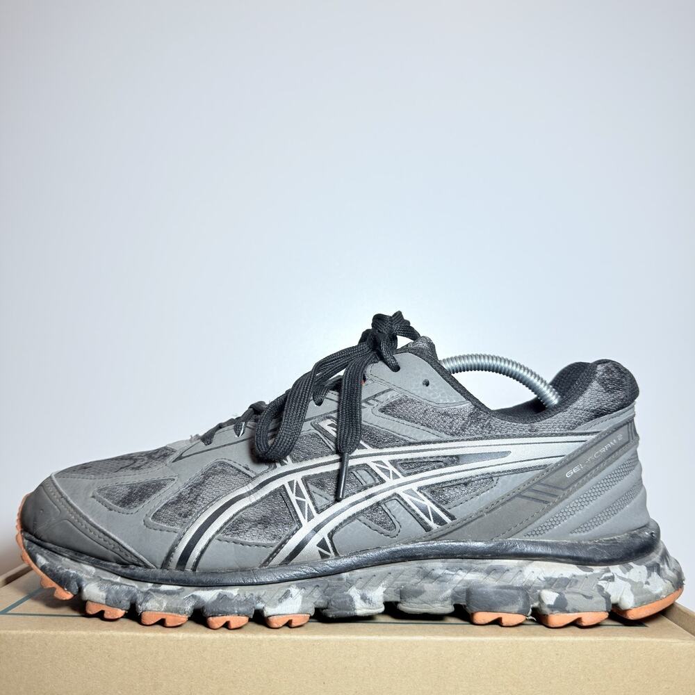 ASICS GEL Venture 8 Mens Size 11 Grey Orange Trail Running Shoes Sneakers Used